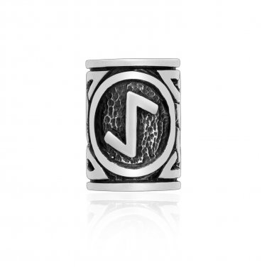 925 Sterling Silver Viking Norse Rune Futhark Ihwaz Eihwaz Beard Hair Bead Dreadlocks