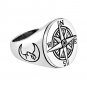 925 Sterling Silver Nautical Magnetic Compass Navigation Crescent Moon Face Ring