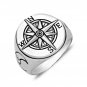 925 Sterling Silver Nautical Magnetic Compass Navigation Crescent Moon Face Ring