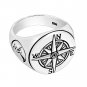 925 Sterling Silver Nautical Magnetic Compass Navigation Crescent Moon Face Ring