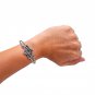 925 Sterling Silver Snake Handcrafted Gothic Bohemian Bangle Cuff Adjustable Bracelet