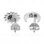 925 Sterling Silver Sun Crescent Moon Face Celestial Stud Earrings