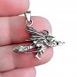 925 Sterling Silver Flying Witch on Broomstick Wiccan Pagan Witchcraft Pendant