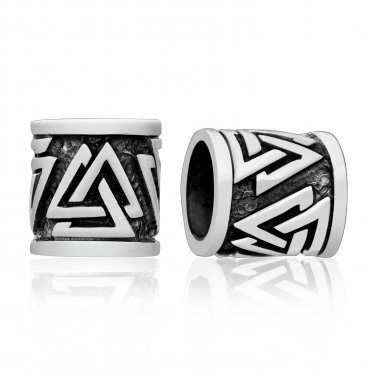 925 Sterling Silver Viking Valknut Pagan Beard Hair Dreadlocks Bead