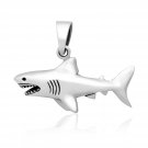 925 Sterling Silver Great White Shark Ocean Sea Animal Jaws Nautical Jewelry Pendant
