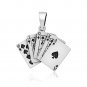 925 Sterling Silver Poker Royal Flush Ace of Spades Playing Cards Deck Casino Lucky Pendant
