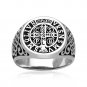 925 Sterling Silver Saint St Benedict Medal Cross Crucifix  Catholic Christian Ring