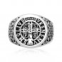 925 Sterling Silver Saint St Benedict Medal Cross Crucifix  Catholic Christian Ring