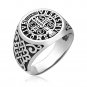 925 Sterling Silver Saint St Benedict Medal Cross Crucifix  Catholic Christian Ring