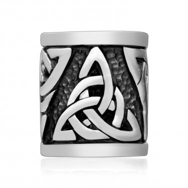 925 Sterling Silver Celtic Triquetra Trinity Knot Pagan Beard Hair Bead Dreadlocks