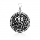 925 Sterling Silver St Saint Michael Guardian Archangel Slaying Dragon Pendant