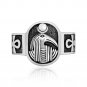925 Sterling Silver Thoth God Ancient Egyptian Moon Wisdom Deity Ankh Sacred Ring