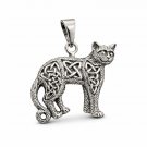 925 Sterling Silver Cat Celtic Triquetra Knotwork Celtic Pagan Wiccan Pendant