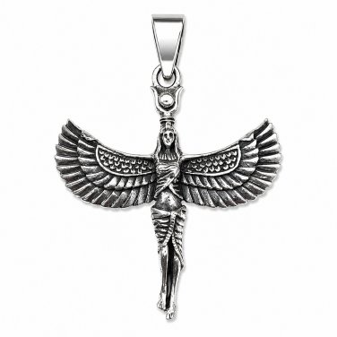 925 Sterling Silver Egypt Egyptian Goddess Isis Hathor Sekhmet Winged Charm Pendant