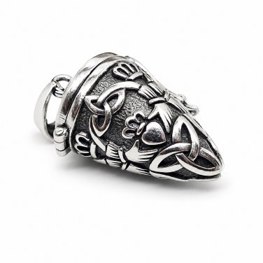 925 Sterling Silver Celtic Irish Claddagh Triquetra Locket Pendant