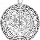 925 Sterling Silver Celtic Infinity Knots Flower of Life Sacred Geometry Spiritual Pendant