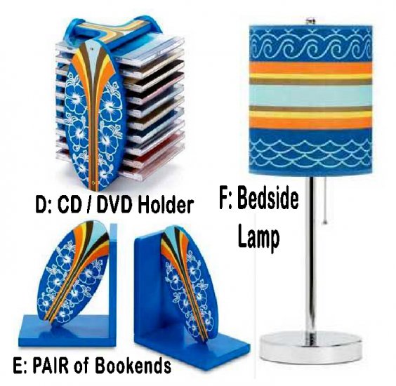 Child’s Visitation Surf Theme Bedroom Ensemble, Complete