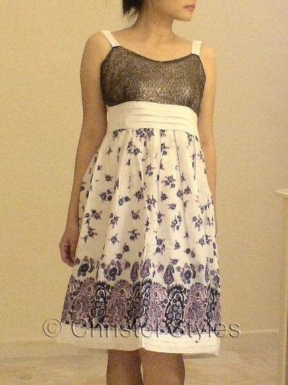 White Lilac Floral Cocktail Wedding Party Dress Size S (was $24)