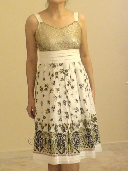 White Green Floral Cocktail Wedding Party Dress Size M (was $24)