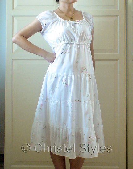 White Floral Embroidered Baby Doll Dress Size 1XL (was $24)