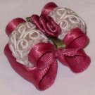 Dog bow Ruffled Rose Lace - 7/8 Shih Tzu Yorkie Maltese