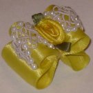Dog bow- Yellow beaded lace- 7/8 Shih Tzu Yorkie Maltese