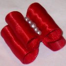 Dog bow- Red pearls - 7/8 Shih Tzu Yorkie Maltese