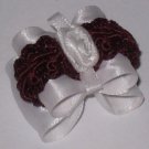 Dog bow- White and Burgundy - 7/8 Shih Tzu Yorkie Maltese