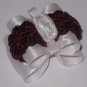 Dog bow- White and Burgundy - 7/8 Shih Tzu Yorkie Maltese