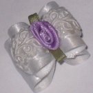 Dog Bow- White ruffled lace - 7/8 Shih Tzu Yorkie Maltese