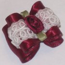 Dog bow- Red ruffled lace - 7/8 Shih Tzu Yorkie Maltese