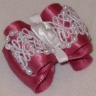 Dog bow- Rose beaded lace - 7/8 Shih Tzu Yorkie Maltese
