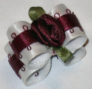 Dog bow- Red and White - 5/8 Shih Tzu Yorkie Maltese