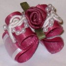 Dog bow-  Rose beaded lace- 5/8 Shih Tzu Yorkie Maltese