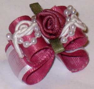 Dog bow-  Rose beaded lace- 5/8 Shih Tzu Yorkie Maltese