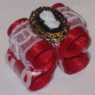 Dog bow- Red cameo - Shih Tzu Yorkie Maltese