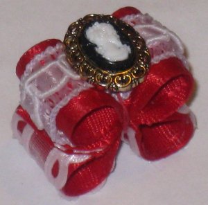 Dog bow- Red cameo - Shih Tzu Yorkie Maltese