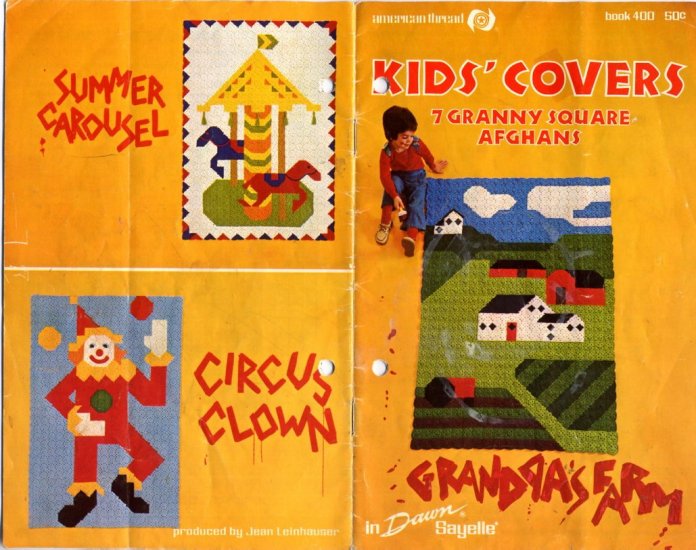 Download Kid's Covers 7 Granny Square Afghans Patterns Book 400