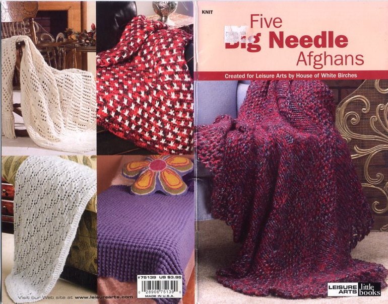 Knit Five Big Needle Afghans Leisure Arts little books 75139