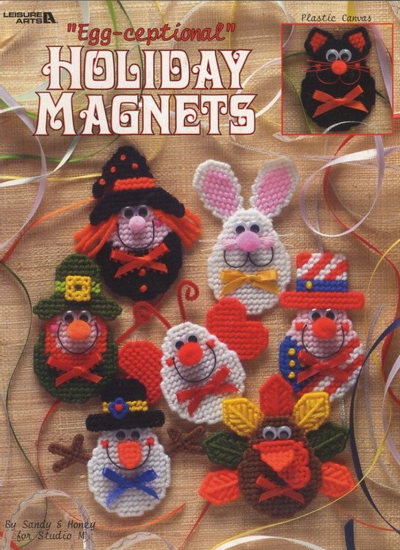 Plastic Canvas Egg-ceptional Holiday Magnets Patterns Leisure Arts 1986