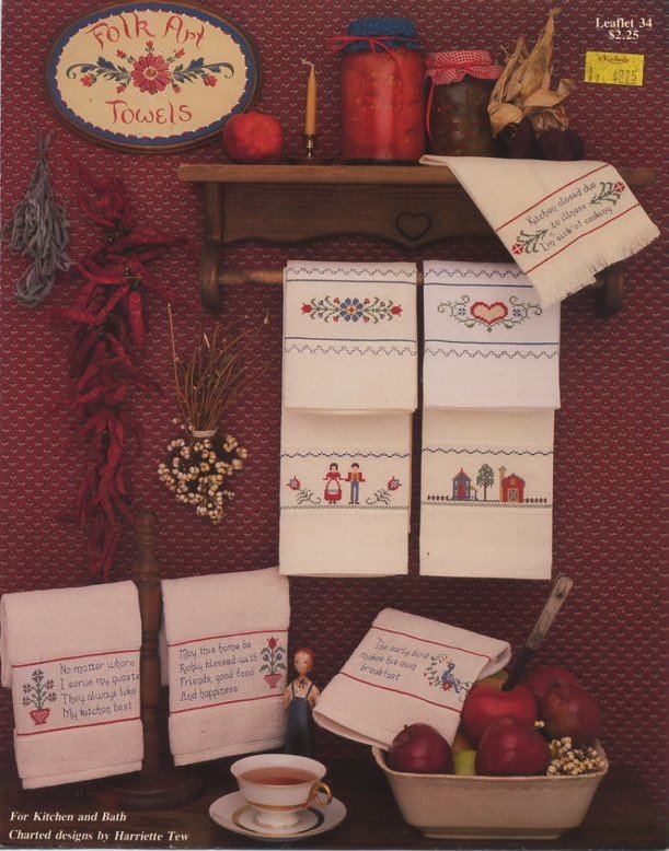 Folk Art Towels - Hotspot House Cross Stitch Leaflet 34