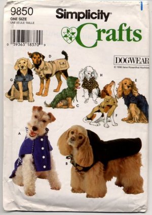 Simplicity 2519 Large Size Dog Costumes Sewing Pattern | New Look
