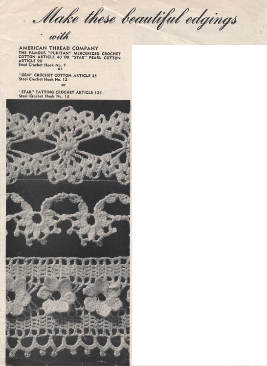 Make These Beautiful Edgings with American Thread Leaflet No. 1097