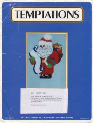 Temptations Plastic Canvas Santa's List Pattern Only From Kit 5224