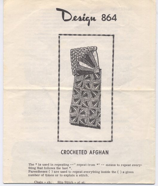 Design 864 Crocheted Afghan Pattern