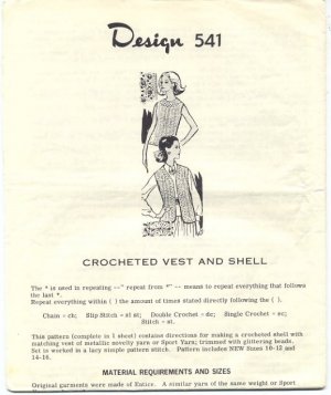 Design 541 Crocheted Vest and Shell Pattern