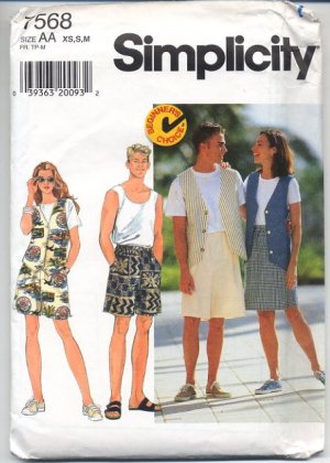 Simplicity 7568 Misses', Men's and Teens' Vest and Shorts Pattern ...