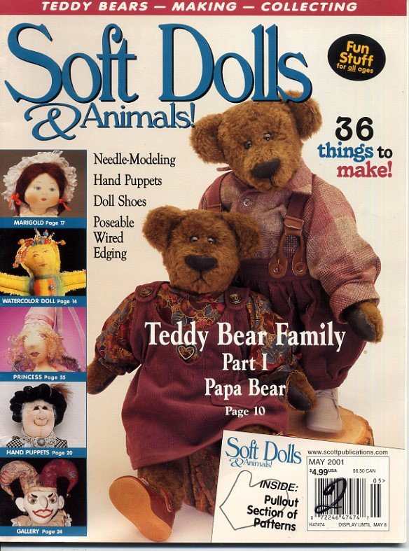 Soft Dolls & Animals! May 2001 cloth doll & animal patterns, techniques, how-to magazine