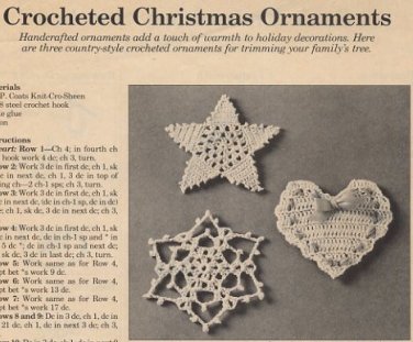 Crocheted Christmas Ornaments - Pattern only from a magazine