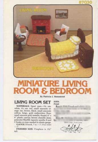 Annie's Attic Miniature Living Room & Bedroom Crochet Pattern 87G30